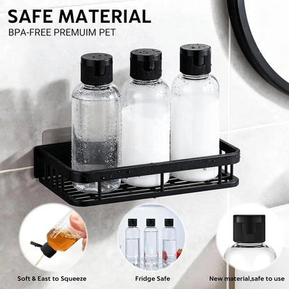 5-Pack Transparent Durable Travel Bottle Set, 3.4 oz TSA-Approved Leakproof Refillable Containers for Toiletries, Shampoo, Lotion, Conditioner (Home Organizer Storage Jars)