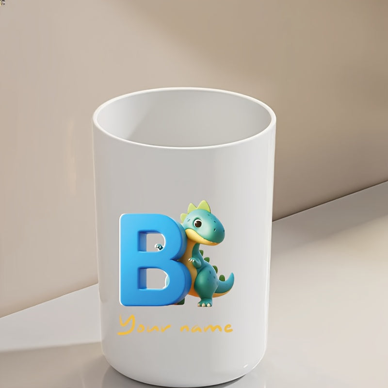 Customized Name Water Cup, Personalized Toothbrush Cup, Creative Dinosaur Letter Print, Couple Solid Color Mouthwash Cup, Holiday Camping Necessities, Suitable for Home, Travel and School, Personalized Gifts for Friends and Partners.