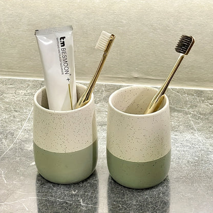 Bathroom Organization And Storage Supplies Modern Easy Ceramic Smooth Soap Dispenser Rinsing Cup Hotel Business Trip Bathroom Personal Toiletries Lotion Empty Bottle Toothbrush Cup Toilet Liquid Bottle Non-Slip Cleaning Cup Hand Soap Bottle Personal
