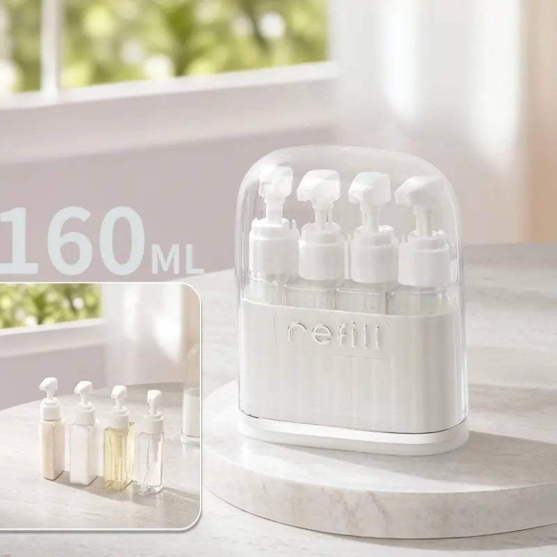 Travel Refillable Pump Bottle Set 40ml/80ml Leak Proof Cosmetic Dispenser TSA Airplane Approved Portable Travel Toiletry Bottles For Shampoo Lotion Body Wash Cleanser With Protective Cover & Label Stickers Travel Business Trip Accessories