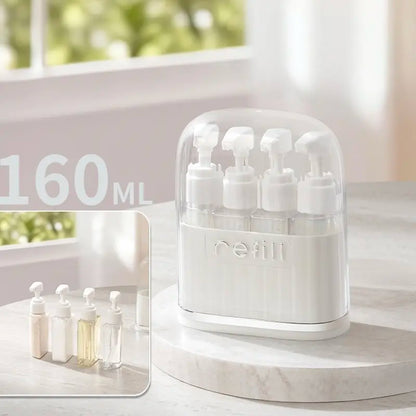 Travel Refillable Pump Bottle Set 40ml/80ml Leak Proof Cosmetic Dispenser TSA Airplane Approved Portable Travel Toiletry Bottles For Shampoo Lotion Body Wash Cleanser With Protective Cover & Label Stickers Travel Business Trip Accessories