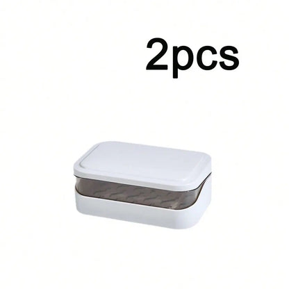 Plastic Rectangular Soap Dish Set, Covered Soap Box, Portable Soap Holder, Bathroom Drainage Soap Dish, Home Bath Decor, Fall Decoration, Soap Dish With Drainage, Soap Dish Travel