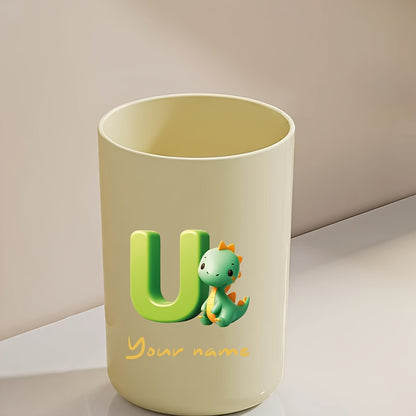 Customized Name Water Cup, Personalized Toothbrush Cup, Creative Dinosaur Letter Print, Couple Solid Color Mouthwash Cup, Holiday Camping Necessities, Suitable for Home, Travel and School, Personalized Gifts for Friends and Partners.