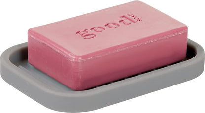 iDesign Silicone Soap Dish, Gray, Rectangular, 5" x 3.5" x 5"