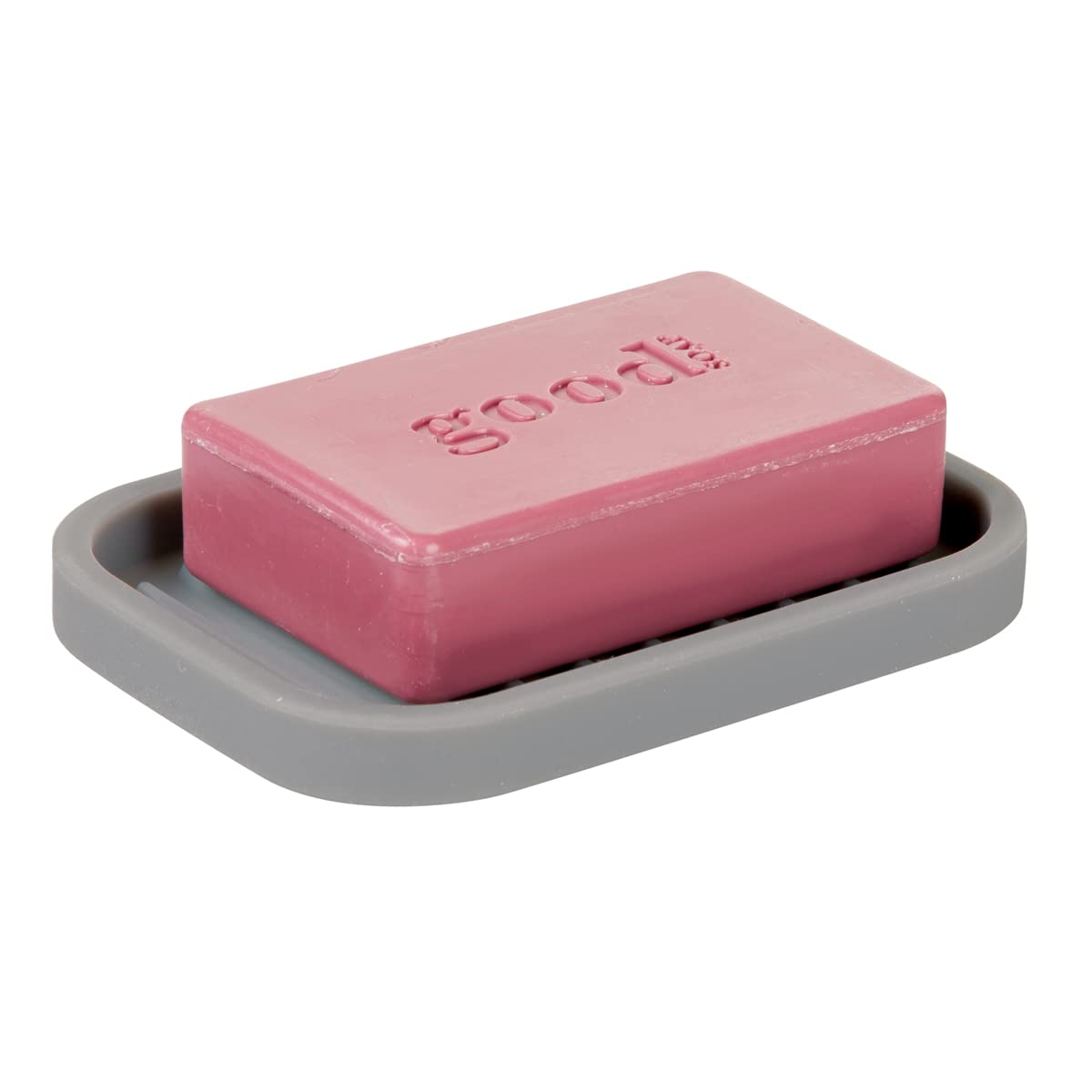iDesign Silicone Soap Dish, Gray, Rectangular, 5" x 3.5" x 5"