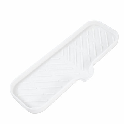 MicoYang Silicone Soap Dish with Drain Spout, Self-Draining Sink Organizer Tray for Bathroom and Kitchen, Sponges, Dispensers and Soap Holder, Non-Slip and Dishwasher Safe, Black (Compact, 4.9"×3.2")