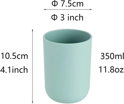 Simple Student Dormitory Plastic Toothbrush Cup Couple wash 2-piece Set Solid Color Cups 300ml (10 oz) (Dark Blue & Light Blue)