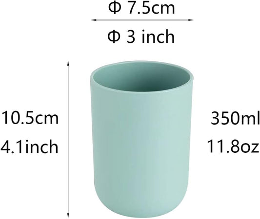 Simple Student Dormitory Plastic Toothbrush Cup Couple wash 2-piece Set Solid Color Cups 300ml (10 oz) (Dark Blue & Light Blue)