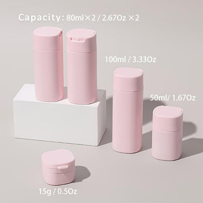 5pcs Travel Cream Dispenser Bottles Set Travel Bottles Toiletry Containers Set, TSA Approved, Travel Essentials