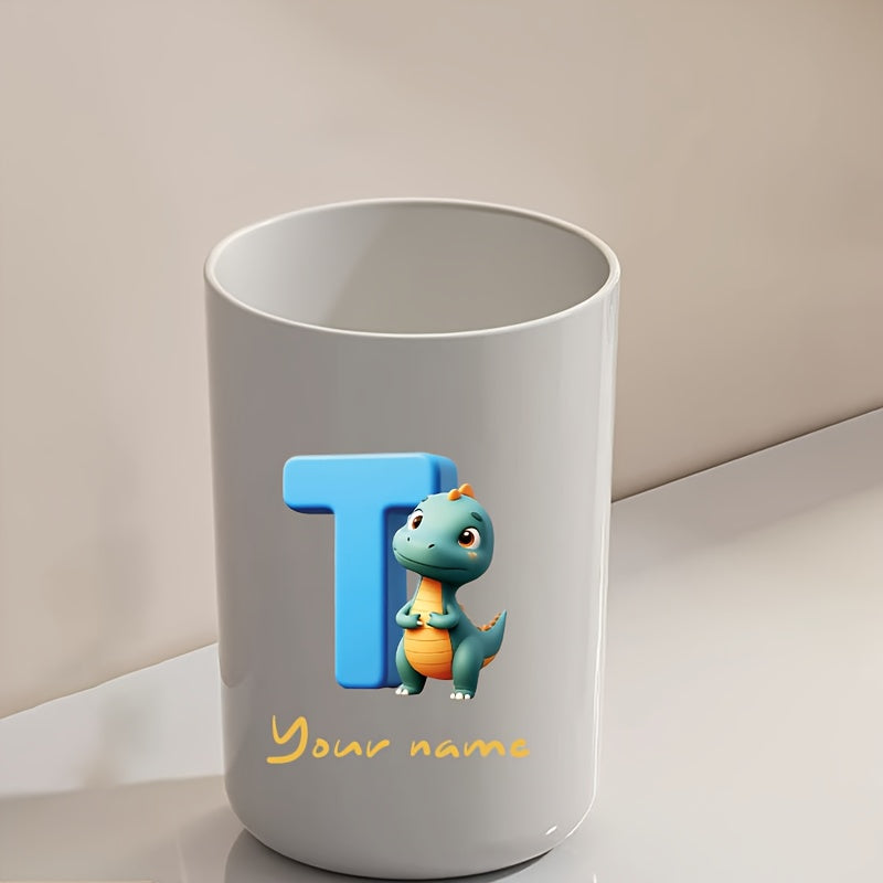 Customized Name Water Cup, Personalized Toothbrush Cup, Creative Dinosaur Letter Print, Couple Solid Color Mouthwash Cup, Holiday Camping Necessities, Suitable for Home, Travel and School, Personalized Gifts for Friends and Partners.
