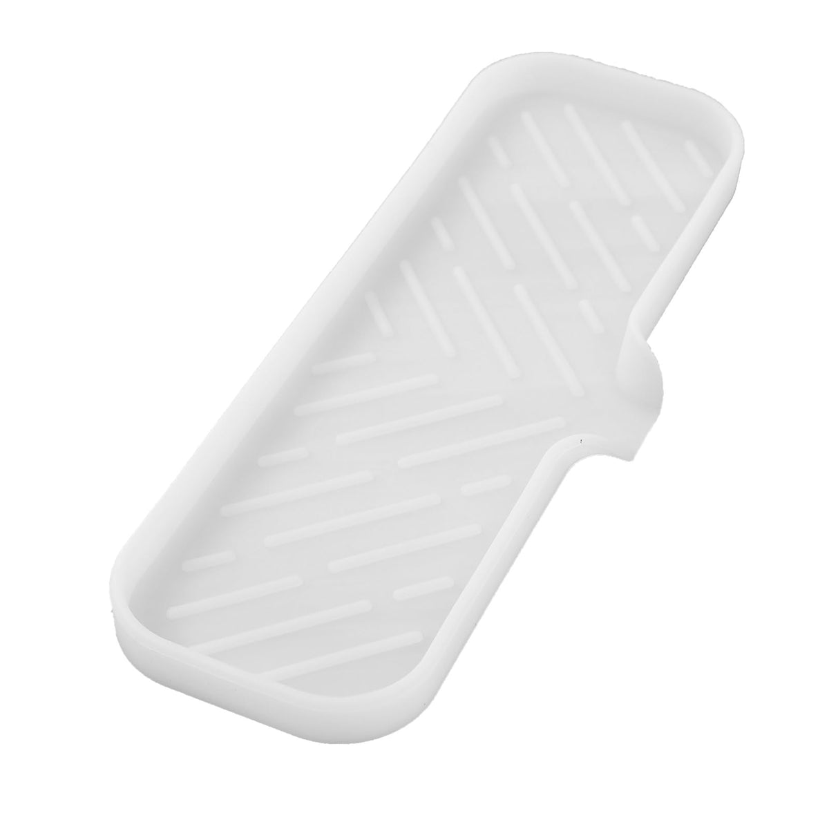 MicoYang Silicone Soap Dish with Drain Spout, Self-Draining Sink Organizer Tray for Bathroom and Kitchen, Sponges, Dispensers and Soap Holder, Non-Slip and Dishwasher Safe, Black (Compact, 4.9"×3.2")