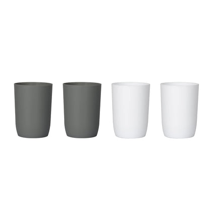 Topsky 4-Pack Bathroom Tumbler - Plastic Toothbrush Cup - Reusable Drinkware - Mouthwash Cup