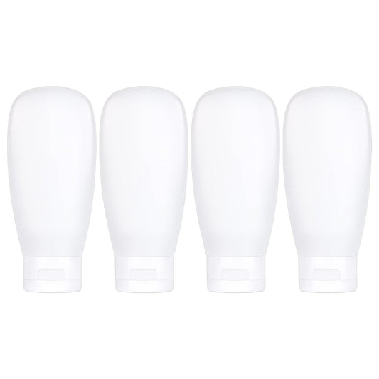 TSA Approved Travel Bottles Set for Toiletries Travel Size Containers Kit 4 Pack Portable Leak Proof Refillable Squeeze Cosmetic Airplane Essential Shampoo Hair Conditioner Body Lotion Bath Shower Gel
