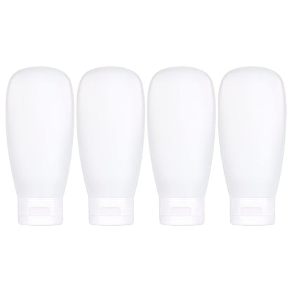 TSA Approved Travel Bottles Set for Toiletries Travel Size Containers Kit 4 Pack Portable Leak Proof Refillable Squeeze Cosmetic Airplane Essential Shampoo Hair Conditioner Body Lotion Bath Shower Gel