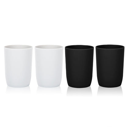 Topsky 4-Pack Bathroom Tumbler - Plastic Toothbrush Cup - Reusable Drinkware - Mouthwash Cup