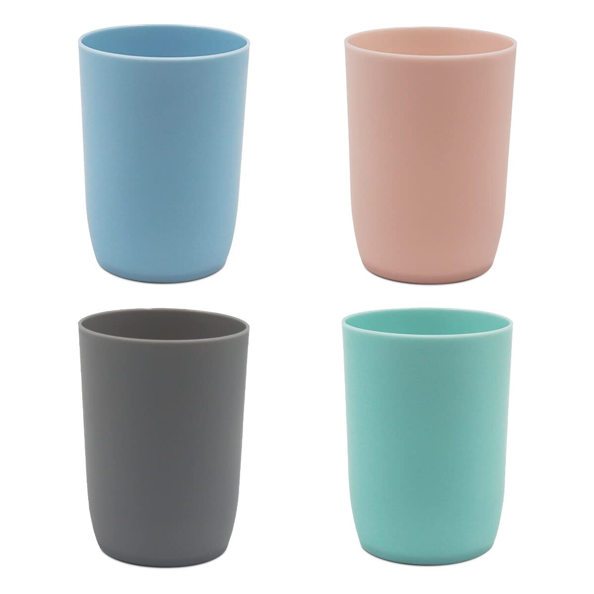Topsky 4-Pack Bathroom Tumbler - Plastic Toothbrush Cup - Reusable Drinkware - Mouthwash Cup