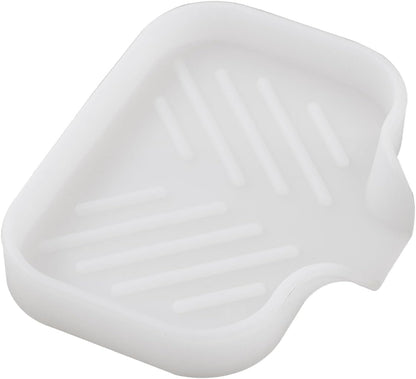 MicoYang Silicone Soap Dish with Drain Spout, Self-Draining Sink Organizer Tray for Bathroom & Kitchen, Sponges, Dispensers & Soap Holder, Non-Slip & Dishwasher Safe, Translucent (Compact, 4.9"×3.2")