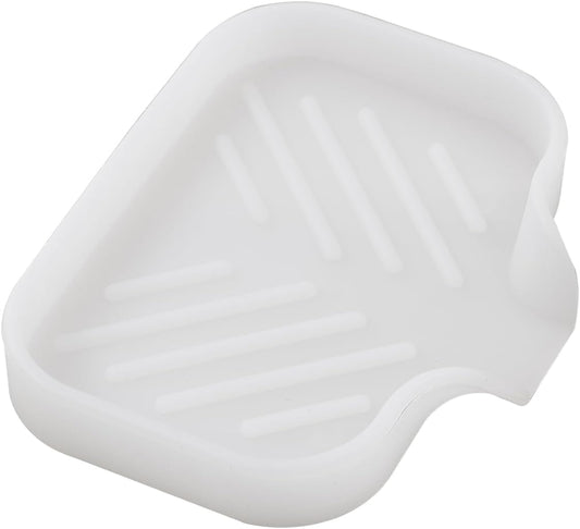 MicoYang Silicone Soap Dish with Drain Spout, Self-Draining Sink Organizer Tray for Bathroom & Kitchen, Sponges, Dispensers & Soap Holder, Non-Slip & Dishwasher Safe, Translucent (Compact, 4.9"×3.2")