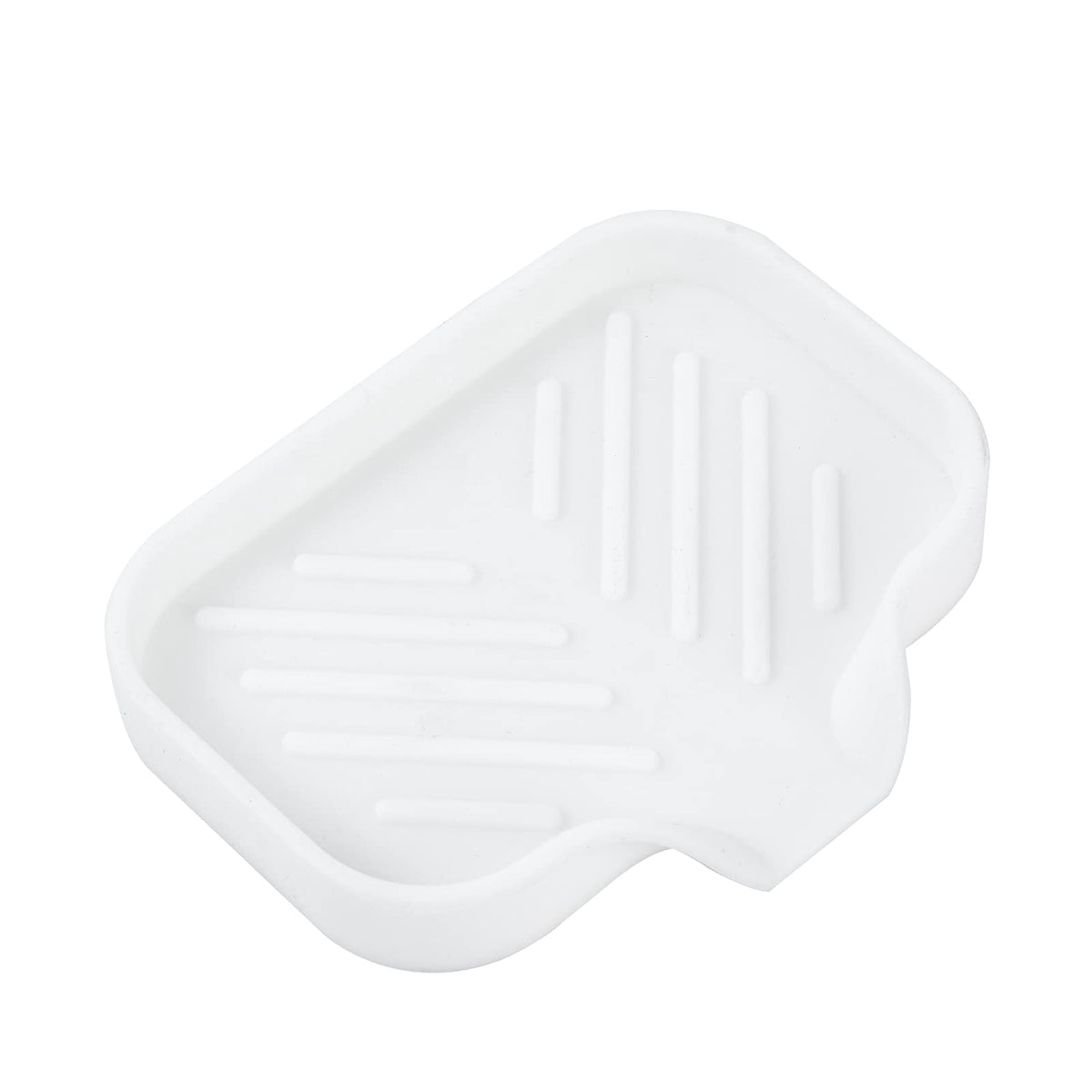 MicoYang Silicone Soap Dish with Drain Spout, Self-Draining Sink Organizer Tray for Bathroom & Kitchen, Sponges, Dispensers & Soap Holder, Non-Slip & Dishwasher Safe, Translucent (Compact, 4.9"×3.2")