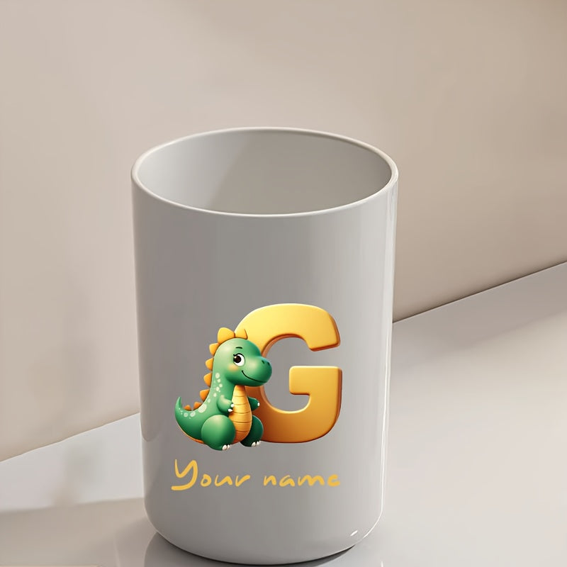 Customized Name Water Cup, Personalized Toothbrush Cup, Creative Dinosaur Letter Print, Couple Solid Color Mouthwash Cup, Holiday Camping Necessities, Suitable for Home, Travel and School, Personalized Gifts for Friends and Partners.
