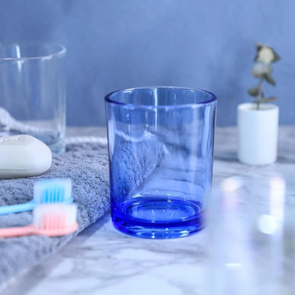 2 Pcs Classic Clear Cylindrical Glass Mouthwash Cups, Bathroom Brushing Cup, 6 Oz