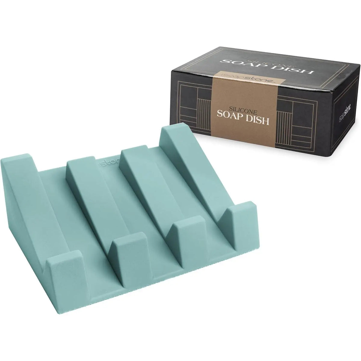 USA Patented Silicone Soap Dish Set - 2 Beige Self-Draining Holders, Easy-Clean Savers, Sponge Accessory for Kitchen