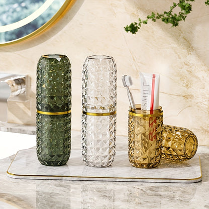 1pc of Luxury Diamond-Patterned Travel Portable Toiletry Cup