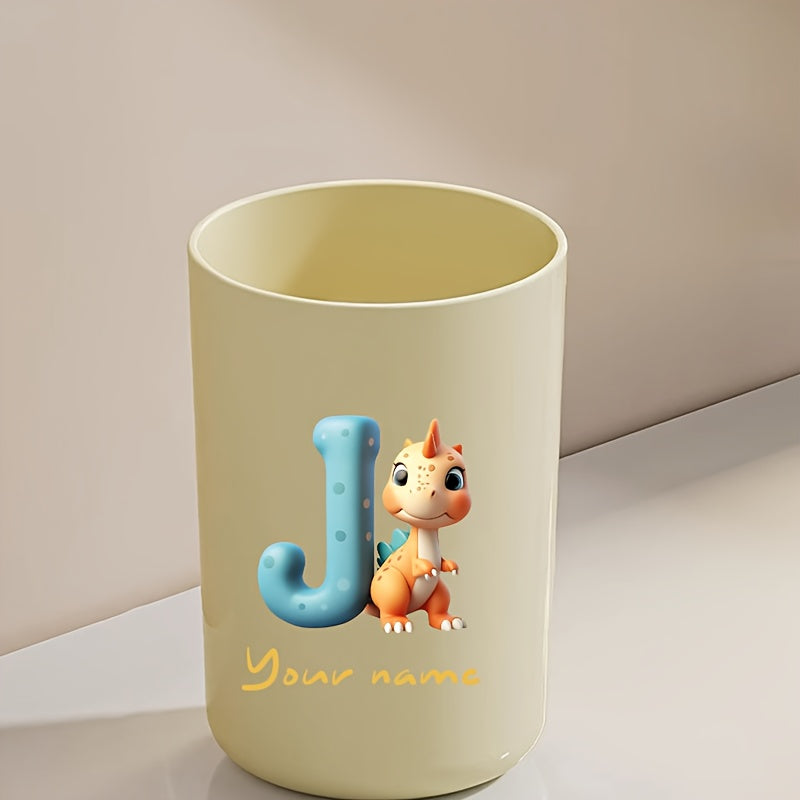 Customized Name Water Cup, Personalized Toothbrush Cup, Creative Dinosaur Letter Print, Couple Solid Color Mouthwash Cup, Holiday Camping Necessities, Suitable for Home, Travel and School, Personalized Gifts for Friends and Partners.
