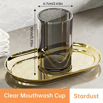 TAOSHI Couple's Mouthwash Cup, Toothbrush and Toothpaste Holder, Light Luxury Household Toothbrush and Toothpaste Storage Cup, Without Tray