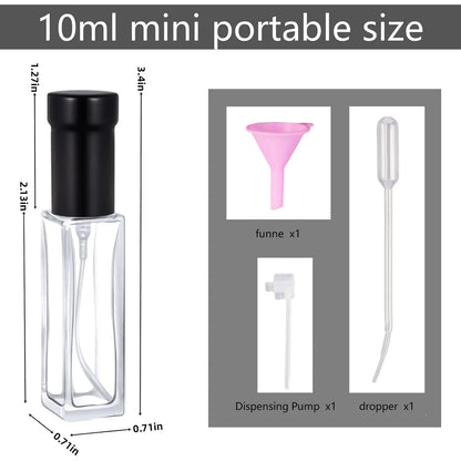 6 Pack 10ml Perfume Travel Refillable Bottles Leak Resistant Empty Glass  Bottles Mini Cologne Atomizer for Travel Size and Decants
