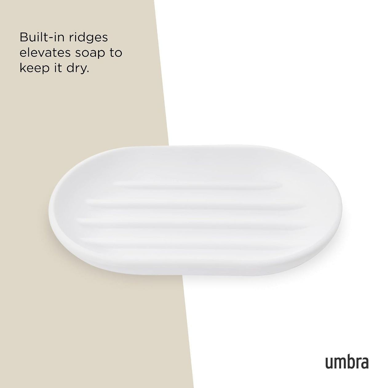 Umbra Touch Soap Dish, Plastic Soap Holder with Drainage, White