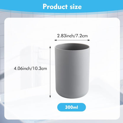 Bathroom Toothbrush Holder Cups, White Plastic Drinking Cups Mouthwash Cup Reusable Water Cup Bathroom Storage for Home Travel, 300ml (Gray)