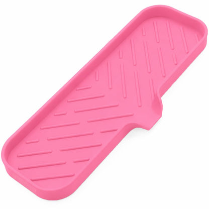 MicoYang Silicone Soap Dish with Drain Spout, Self-Draining Sink Organizer Tray for Bathroom and Kitchen, Sponges, Dispensers and Soap Holder, Non-Slip and Dishwasher Safe, Black (Compact, 4.9"×3.2")