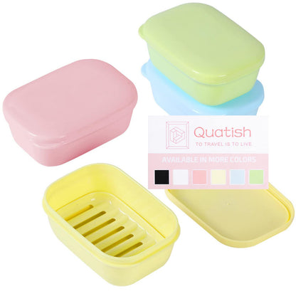 Quatish 3 Pack Travel Soap Case Leakproof, Portable Travel Bar Soap Holder Container with Lid for Camping, Gym, Multicolor