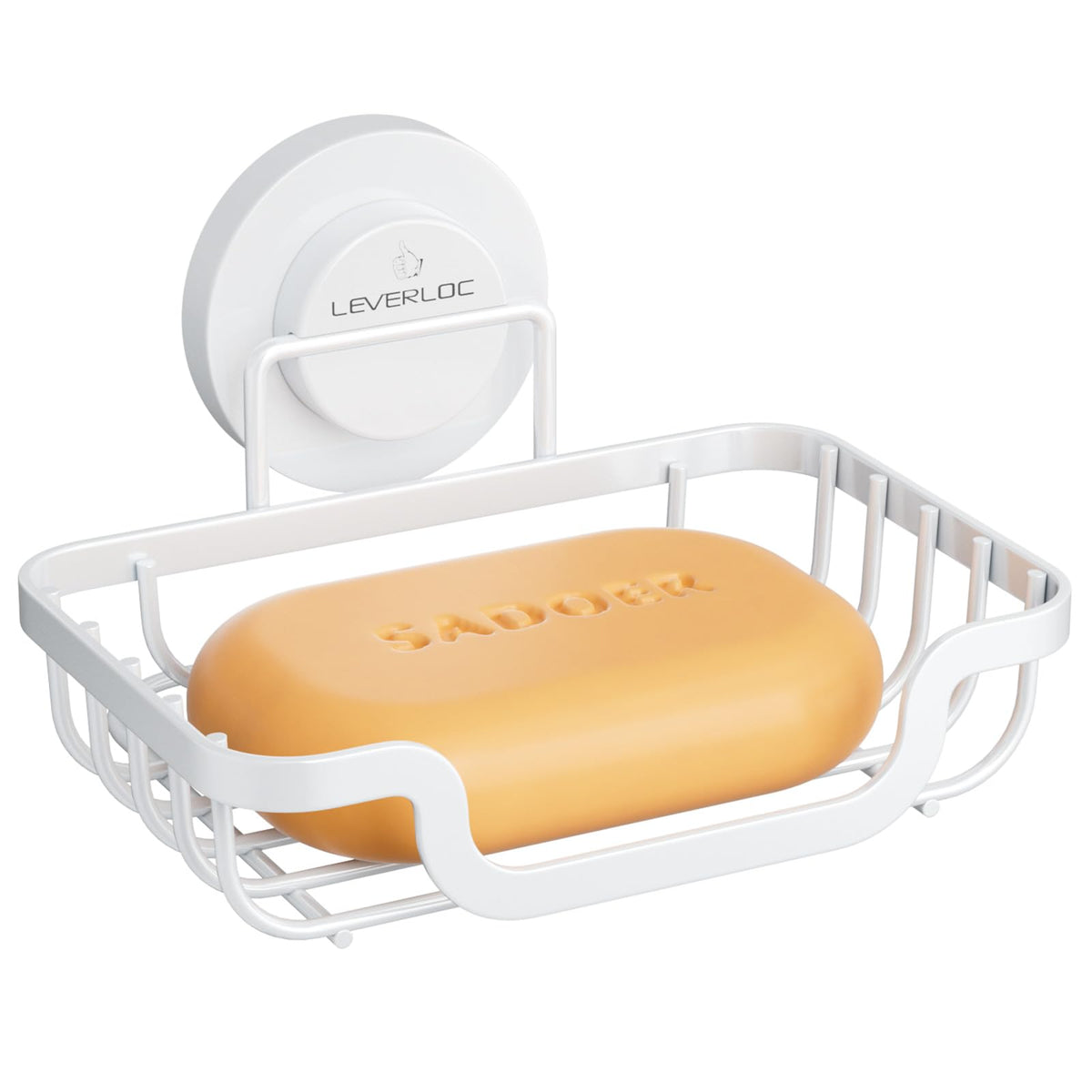 LEVERLOC Soap Dish, Soap Bar Holder for Shower Suction Cup Wall Mounted