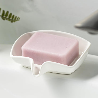 Zoeeker Self Draining Soap Dish, Ceramic Bar Soap Holder with Drainage