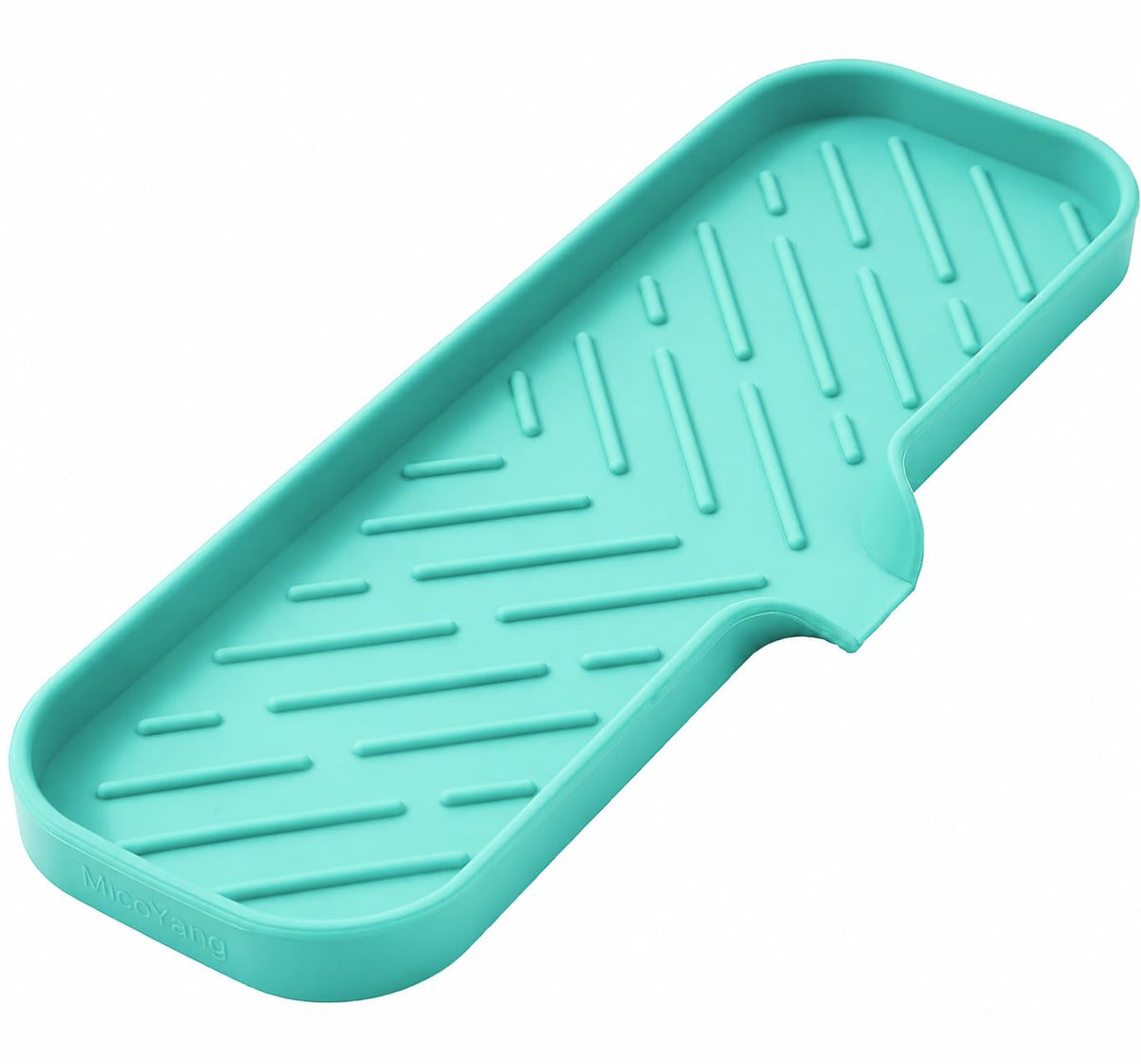 MicoYang Silicone Soap Dish with Drain Spout, Self-Draining Sink Organizer Tray for Bathroom & Kitchen, Sponges, Dispensers & Soap Holder, Non-Slip & Dishwasher Safe, Translucent (Compact, 4.9"×3.2")