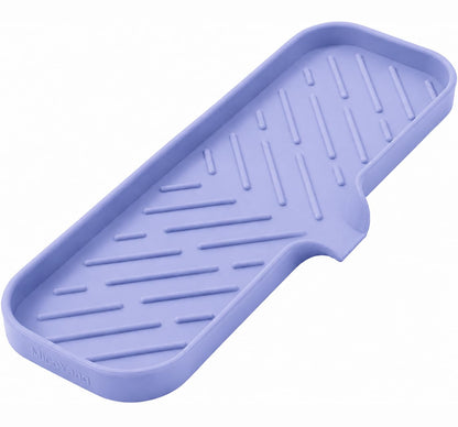 MicoYang Silicone Soap Dish with Drain Spout, Self-Draining Sink Organizer Tray for Bathroom and Kitchen, Sponges, Dispensers and Soap Holder, Non-Slip and Dishwasher Safe, White (Compact, 4.9"×3.2")