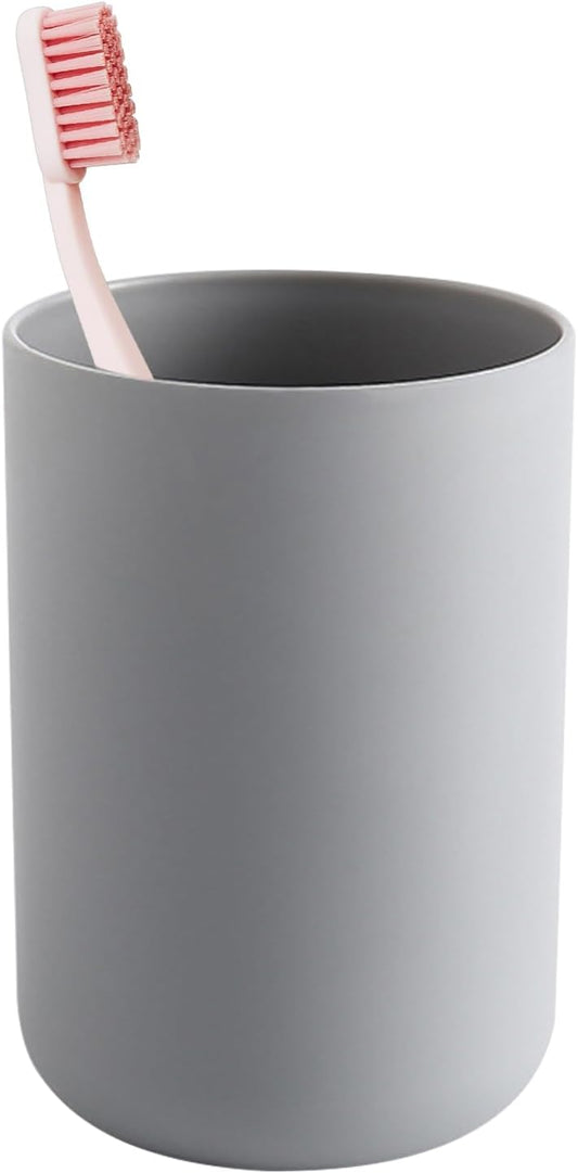 Bathroom Toothbrush Holder Cups, White Plastic Drinking Cups Mouthwash Cup Reusable Water Cup Bathroom Storage for Home Travel, 300ml (Gray)