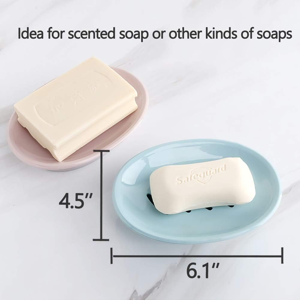 WYOK 2-Pack Soap Dish Plastic Soap Holder with Drainage for Shower (White)