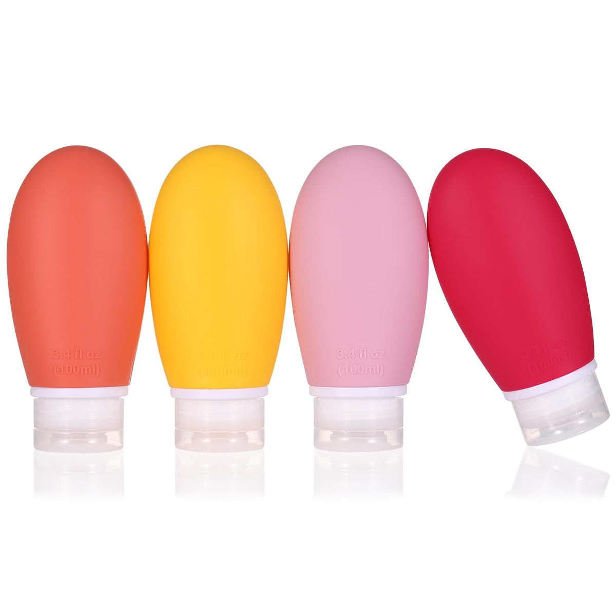 Leak Proof Silicone Travel Bottles,4 Pack 2oz Liquid Squeezable Refillable Portable Travel Accessories/Cosmetic Containers,BPA Free,Travel Size Bottles for Toiletries Shampoo Conditioner Lotion