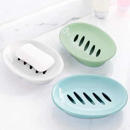 WYOK 2-Pack Soap Dish Plastic Soap Holder with Drainage for Shower (White)