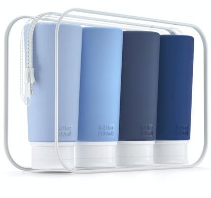TakeToday Travel Bottles for Toiletries 3.4oz 4 Pack, TSA Leak Proof