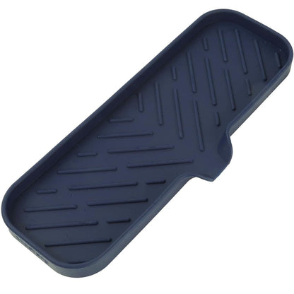 MicoYang Silicone Soap Dish with Drain Spout, Self-Draining Sink Organizer Tray for Bathroom and Kitchen, Sponges, Dispensers and Soap Holder, Non-Slip and Dishwasher Safe, Black (Compact, 4.9"×3.2")