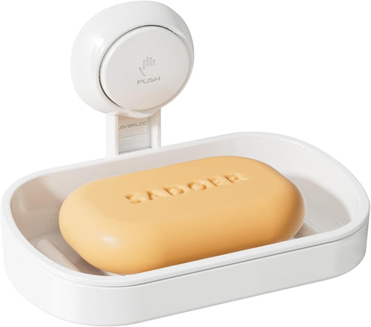 LEVERLOC Soap Holder, Soap Dish for Shower, Suction Cup Bar Soap Holder