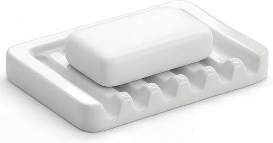 Ceramic Soap Dish Self Draining Soap Holder Bathroom Sink