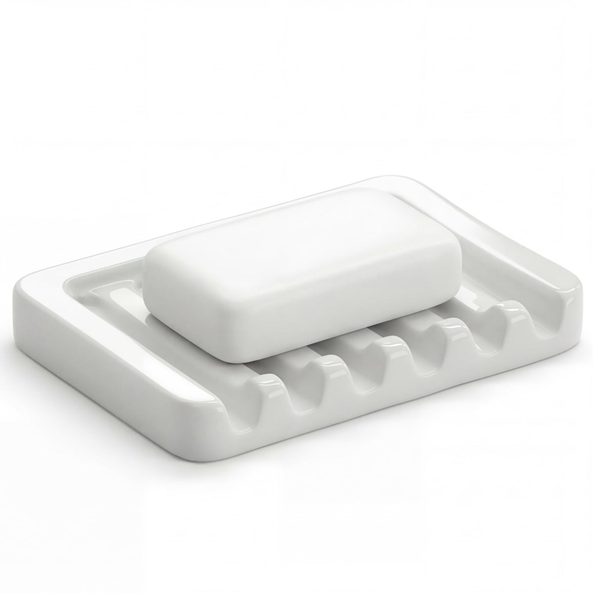 Ceramic Soap Dish Self Draining Soap Holder Bathroom Sink