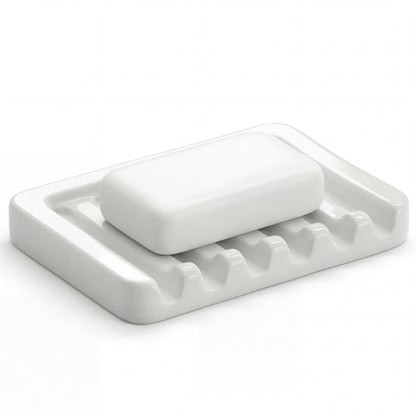 Ceramic Soap Dish Self Draining Soap Holder Bathroom Sink