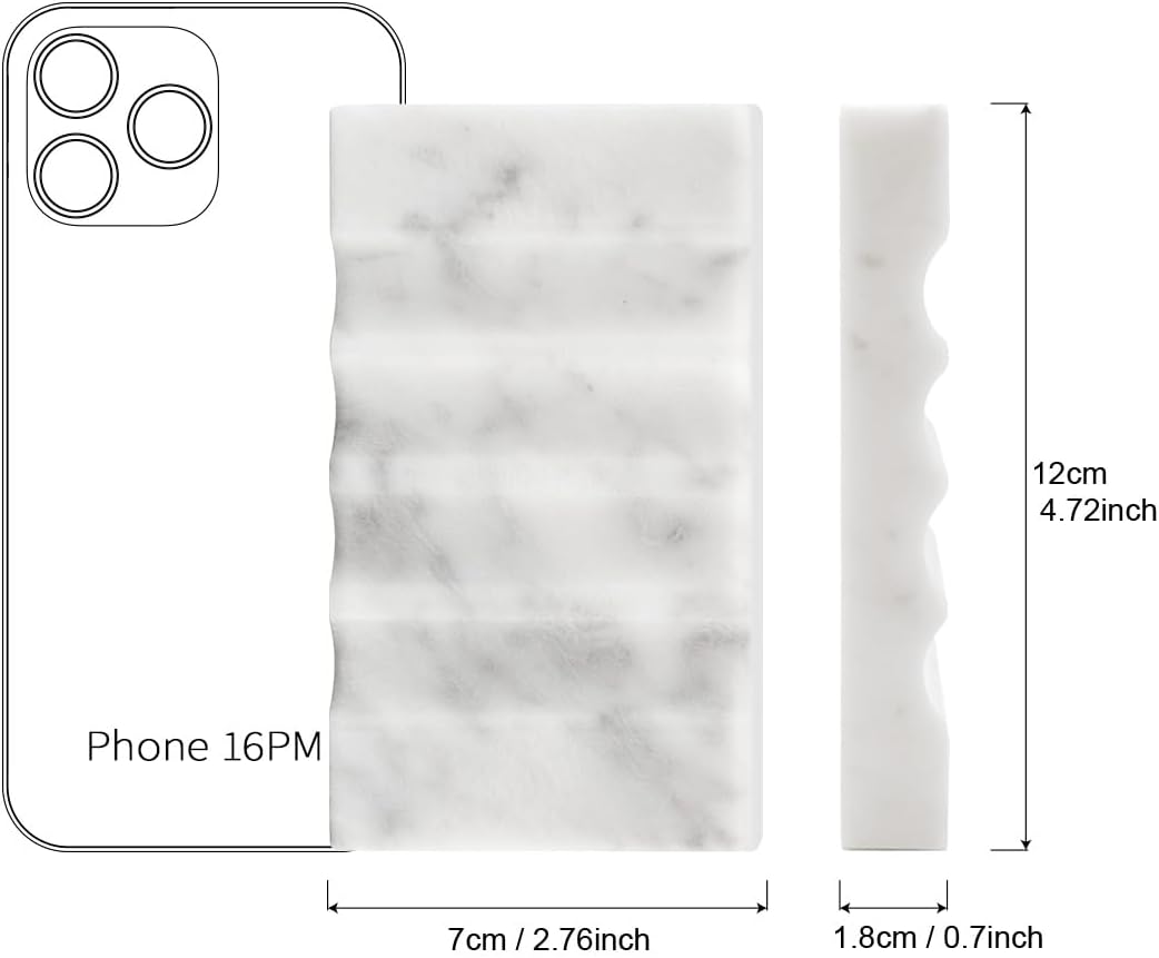WeDoDecor Real Marble Soap Dish for Shower Stone Tray Small Bar Soap Holder with Self Draining | Non-Slip, Luxury Bath Room Accessories (White)