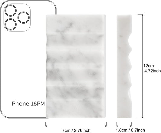 WeDoDecor Real Marble Soap Dish for Shower Stone Tray Small Bar Soap Holder with Self Draining | Non-Slip, Luxury Bath Room Accessories (White)